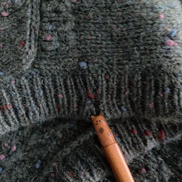 100% shetland wool sleeveless sweater vest vintage green red cable knit ivy prep - Picture 14 of 15